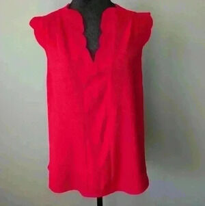 Red Sleeveless Women's V-Neck Blouse -- size M -- Vixen, Officewear, Datenight